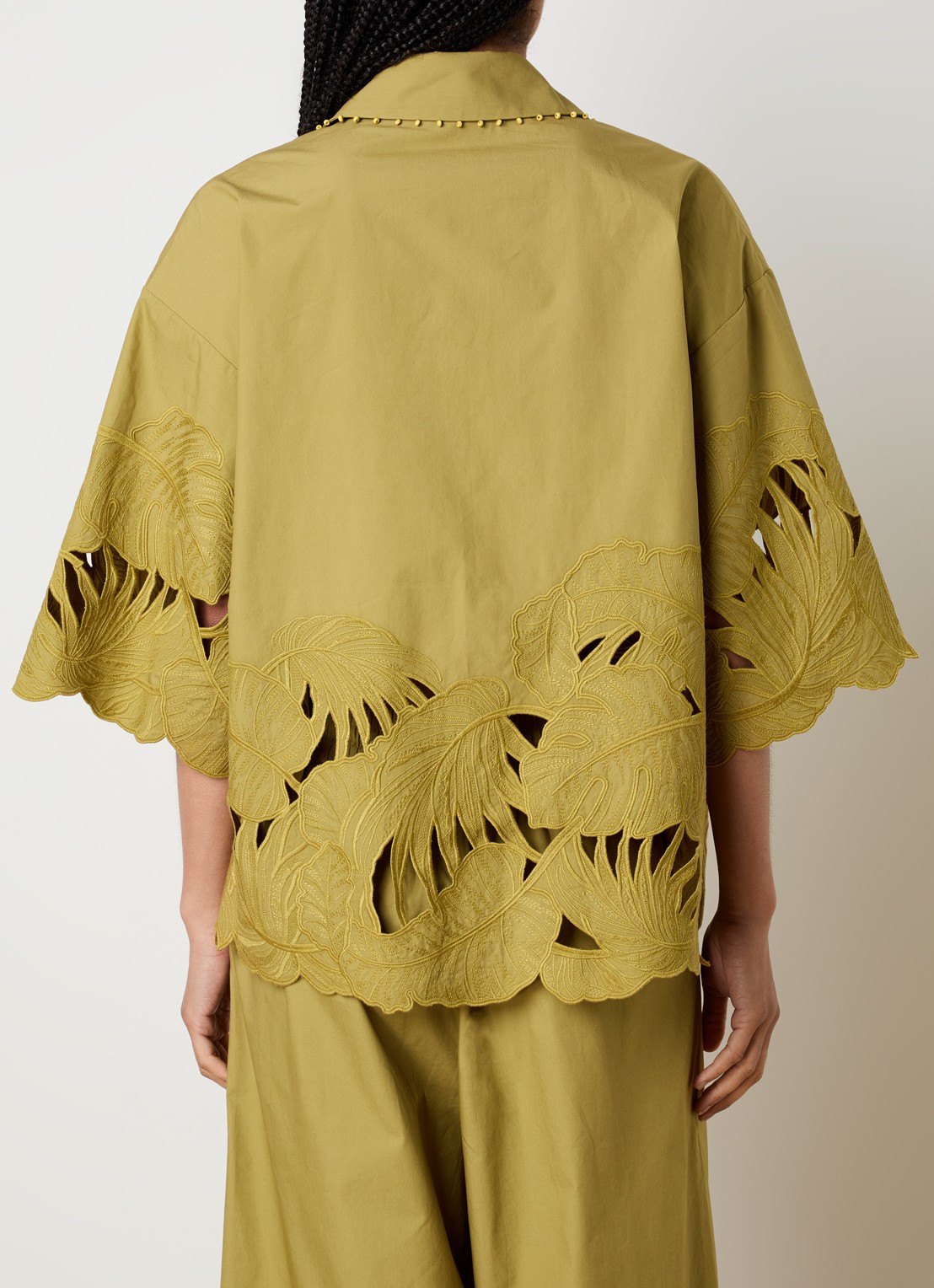 Zimmermann Mahon blouse met broderie - achterkant 5 mosgroen
