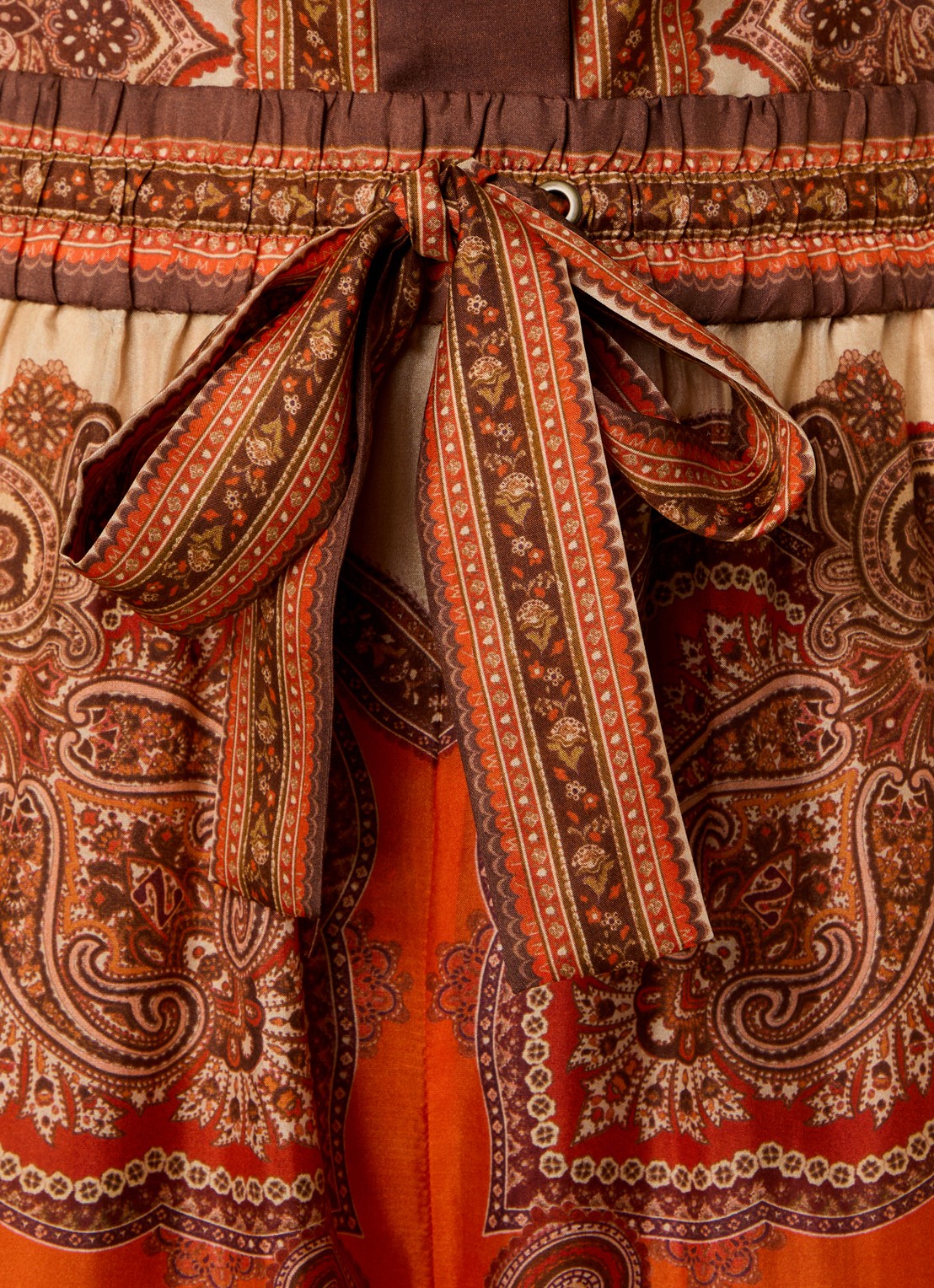Zimmermann Mahon high waist wide fit palazzobroek van zijde met print - detail 4 oranje