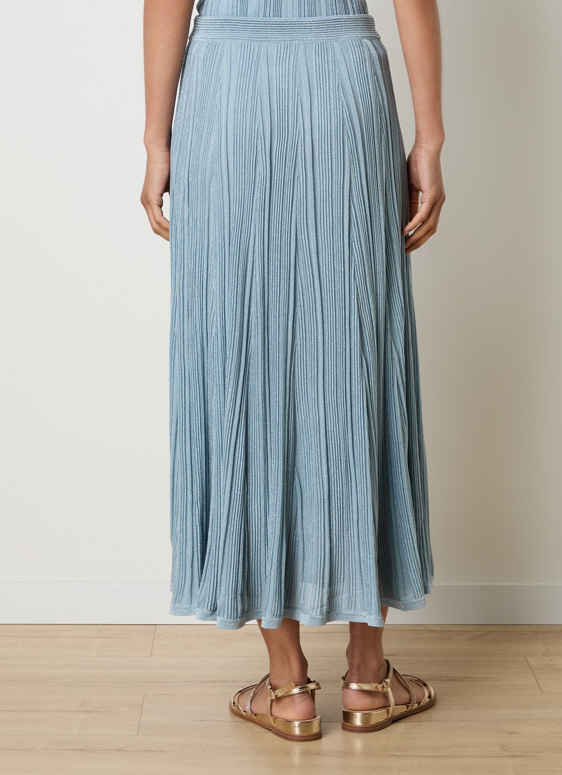 Zimmermann Maxi plooirok met metallic finish - achterkant blauwgrijs