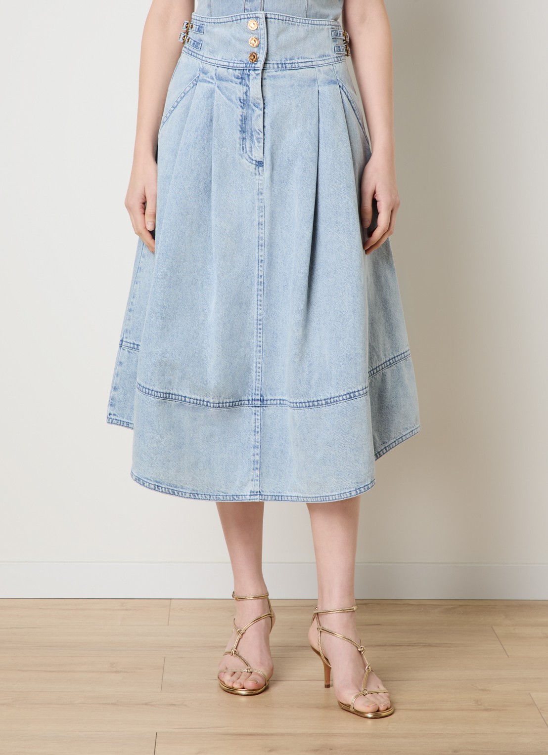 Zimmermann Midi spijkerrok met steekzakken - detail jeans
