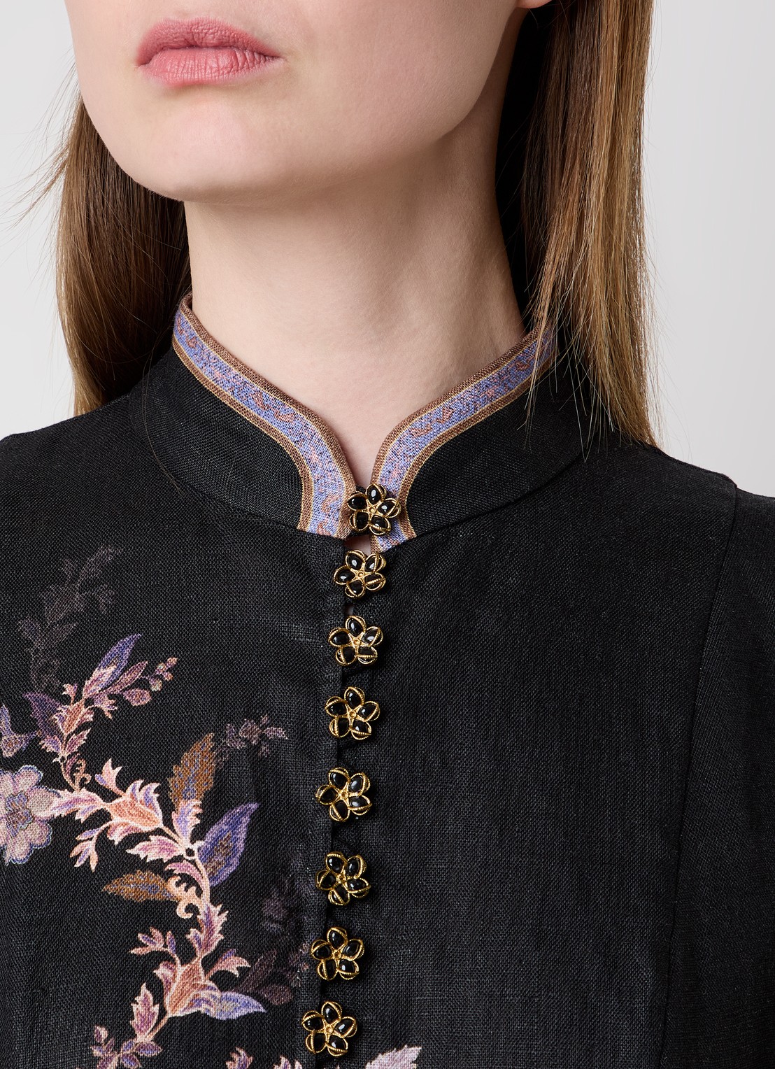 Zimmermann Midi tuniekjurk van linnen met strikceintuur - detail 5 zwart