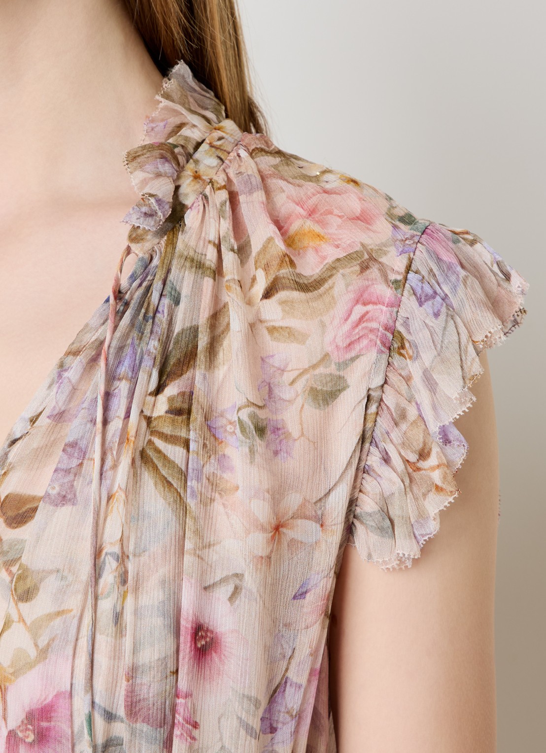 Zimmermann Rebellion midi tuniekjurk met bloemenprint - detail 5 gebroken wit