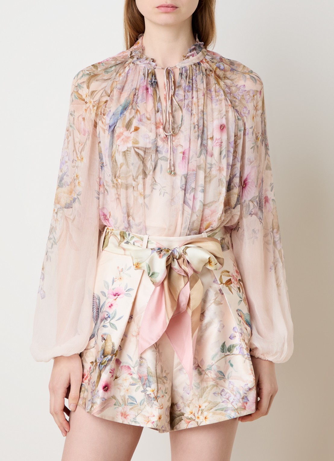 Zimmermann Rebellion tuniek met bloemenprint - detail 4 lichtroze