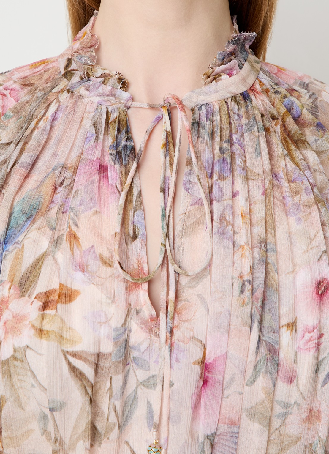 Zimmermann Rebellion tuniek met bloemenprint - detail 5 lichtroze