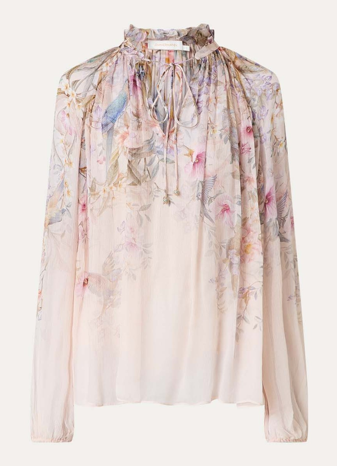 Zimmermann Rebellion tuniek met bloemenprint - voorkant lichtroze