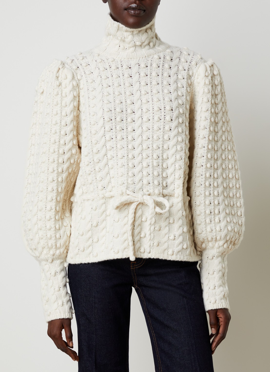 Zimmermann Trui van wol met opstaande kraag - detail gebroken wit