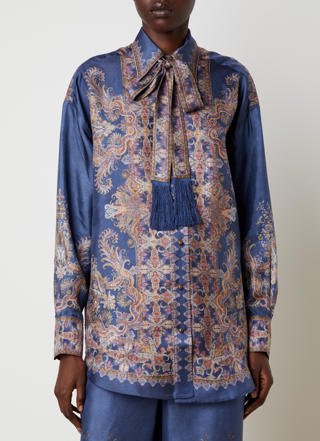 Zimmermann Valiant blouse van zijde met print - detail blauw