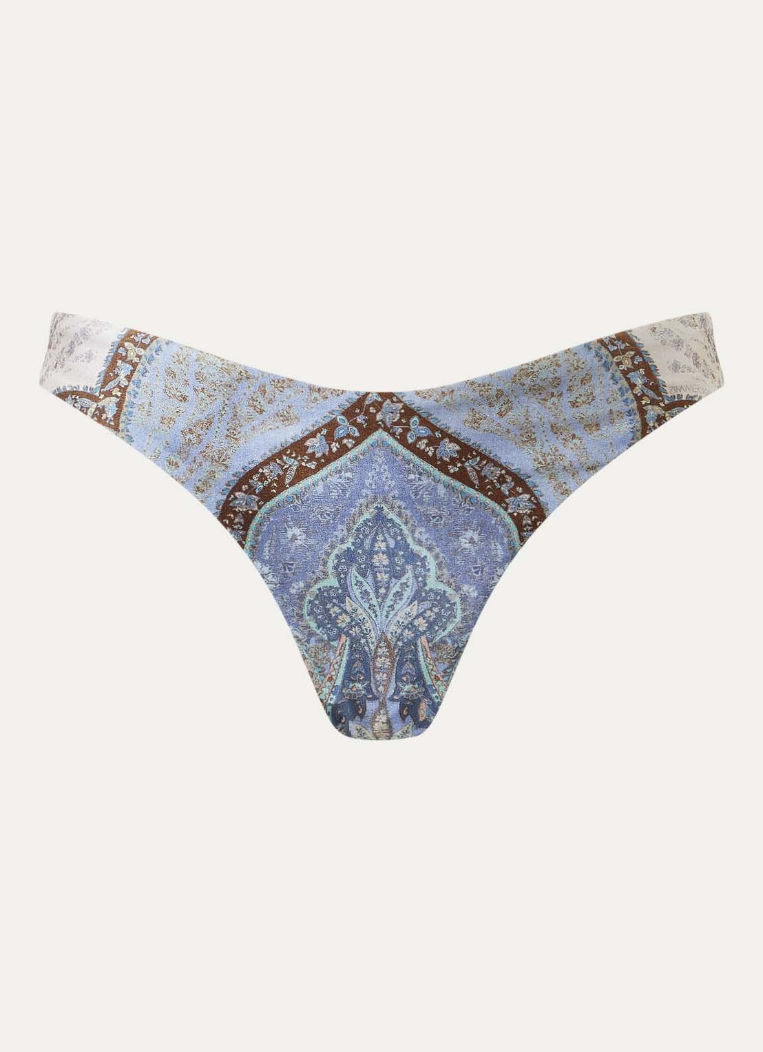 Zimmermann Wanderlust bikinislip met paisley dessin - voorkant 3 blauwgrijs