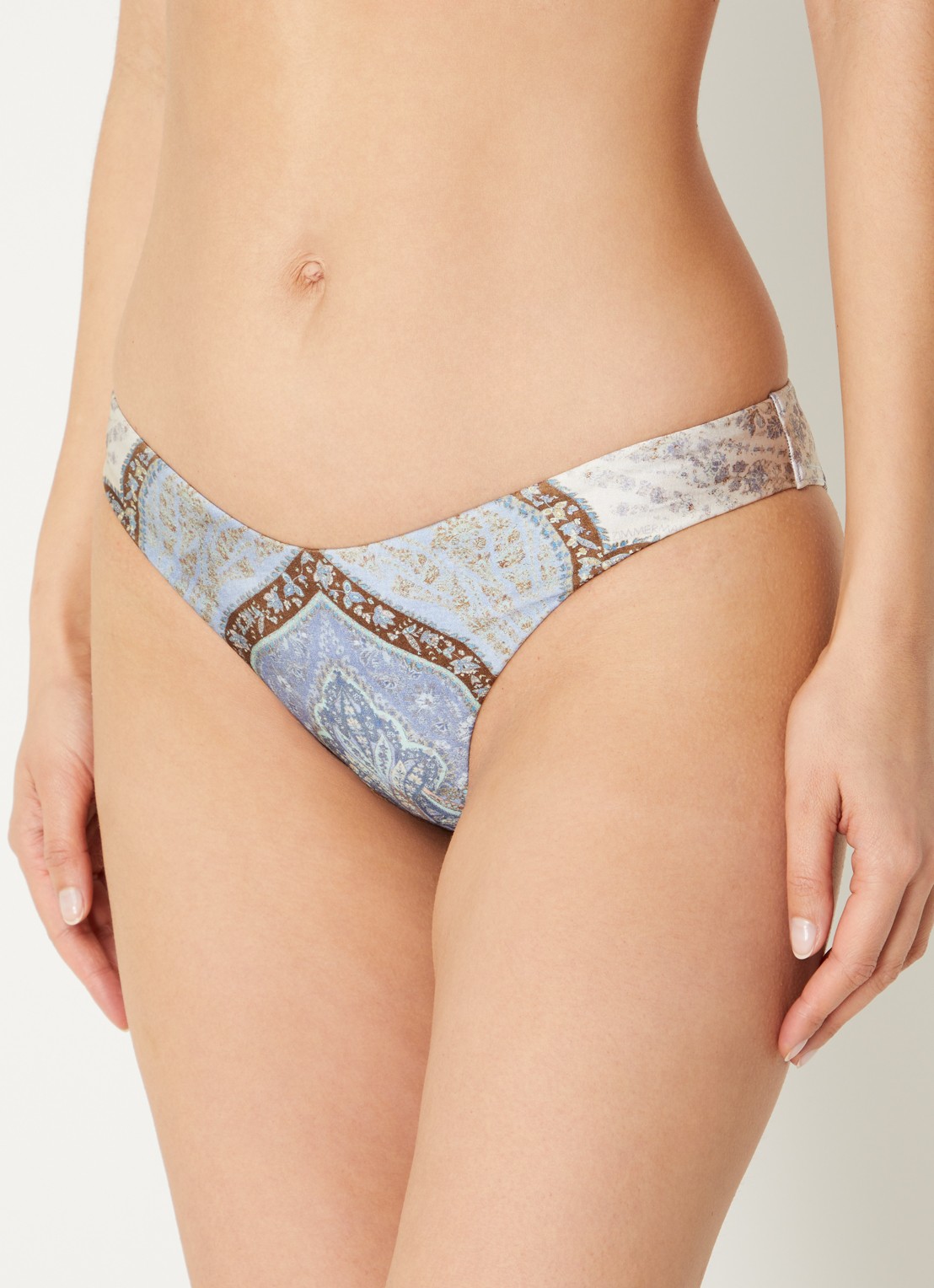 Zimmermann Wanderlust bikinislip met paisley dessin - voorkant 4 blauwgrijs