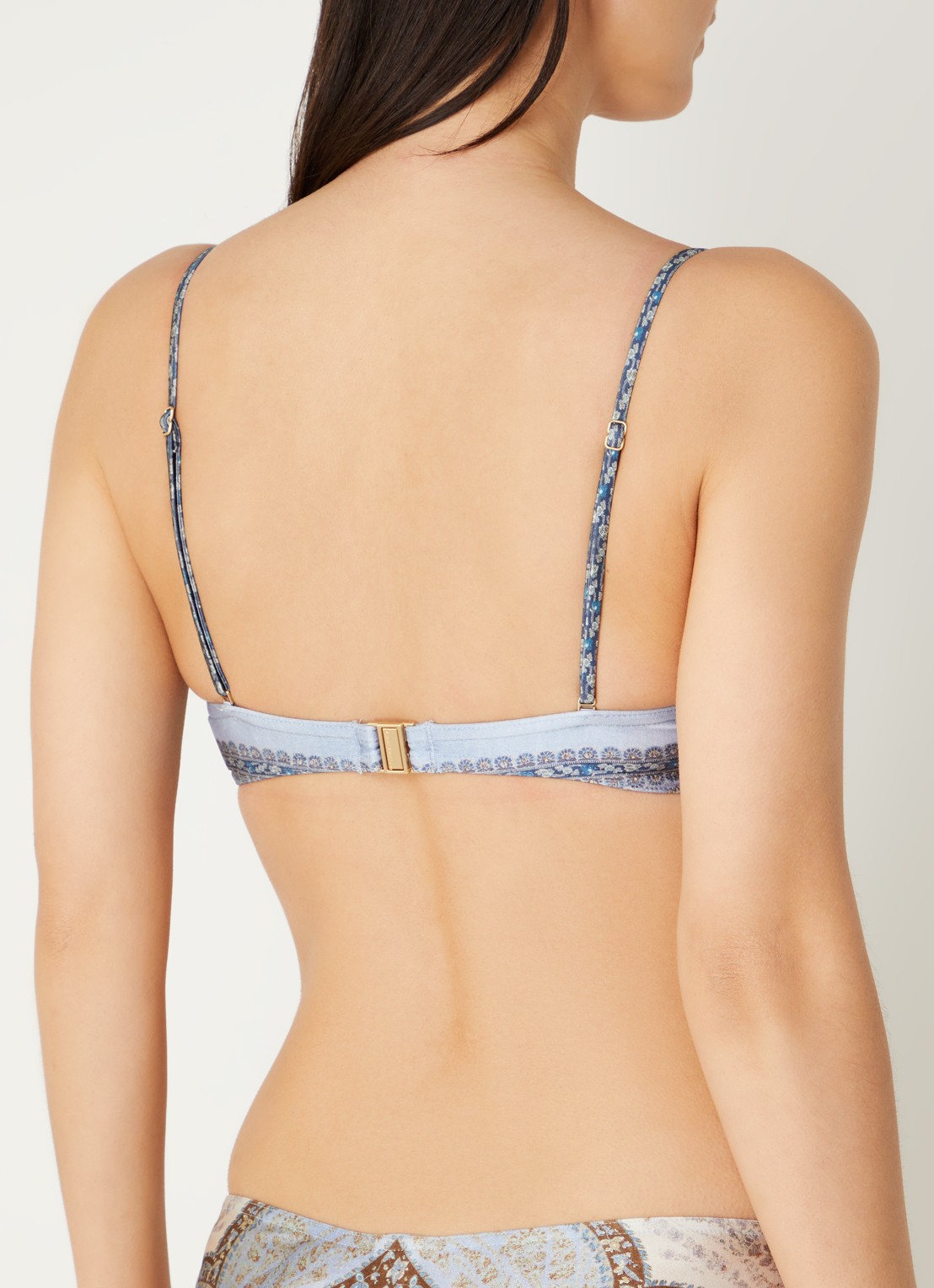 Zimmermann Wanderlust bikinitop met paisley dessin - achterkant staalblauw