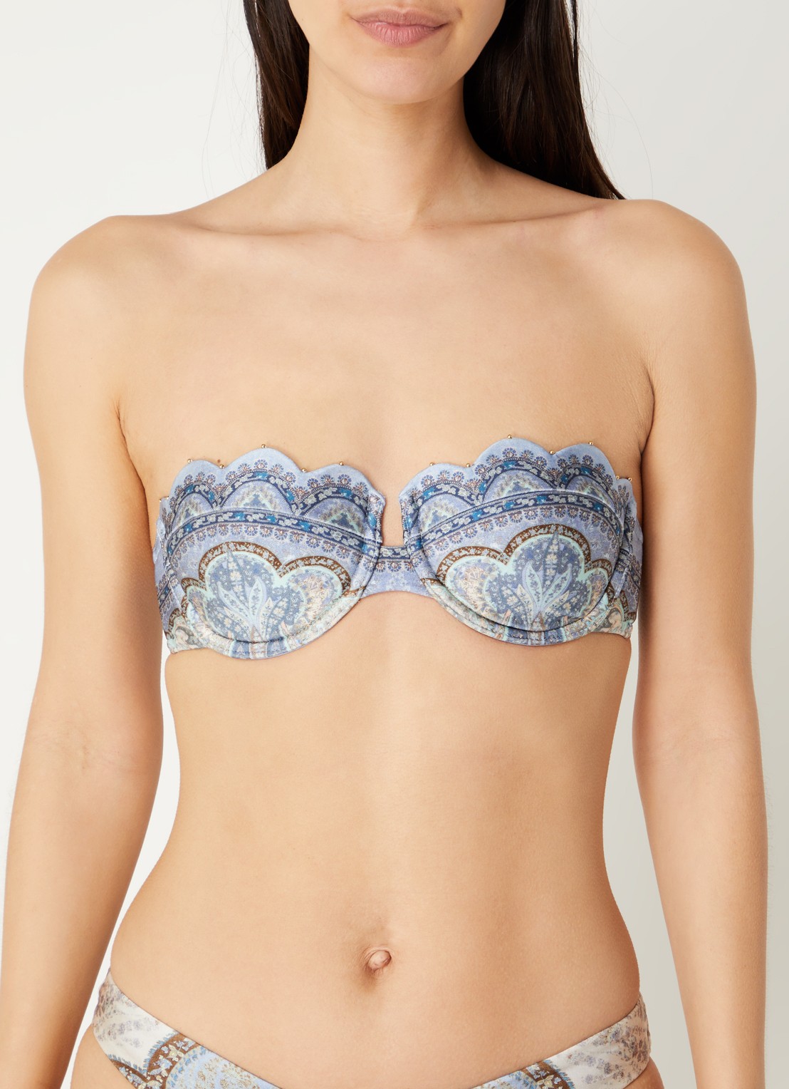 Zimmermann Wanderlust bikinitop met paisley dessin - detail 5 staalblauw