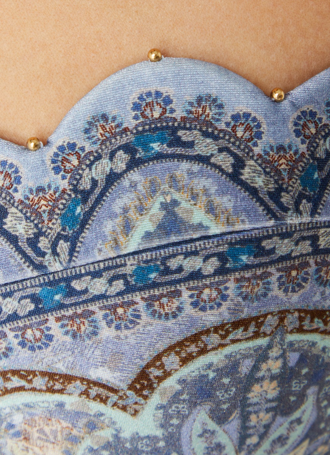 Zimmermann Wanderlust bikinitop met paisley dessin - detail 6 staalblauw