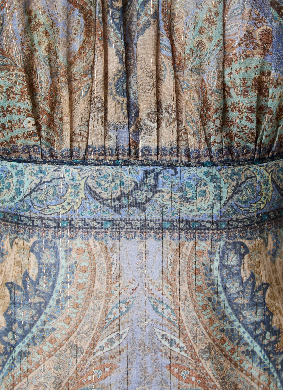 Zimmermann Wanderlust mini tuniekjurk in zijdeblend met print en lurex - detail 5 staalblauw