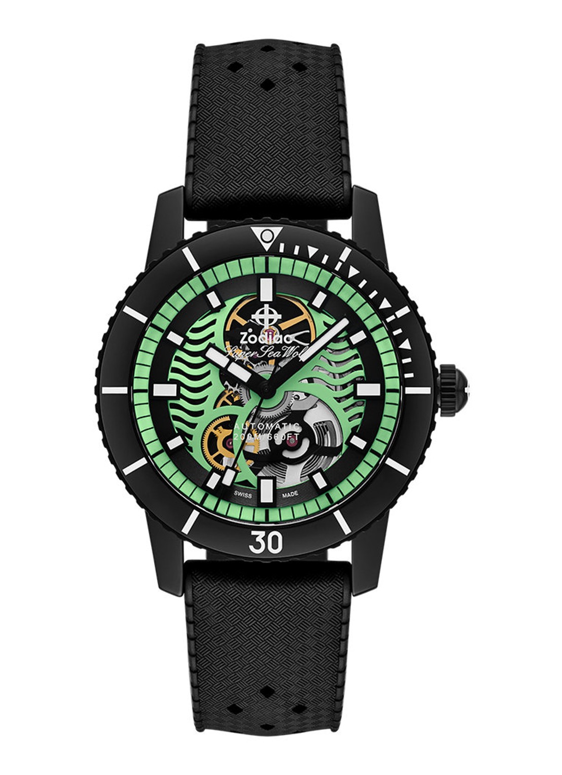 Zodiac Compression Diver Horloge ZO9318 - voorkant zwart