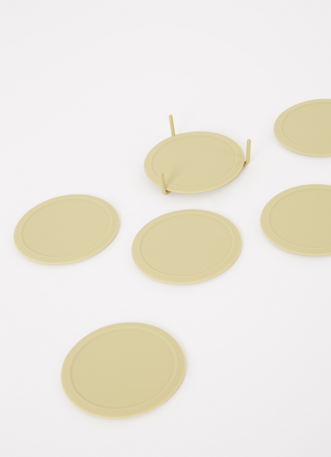 Zone Singles onderzetter set van 6 met houder - detail mosgroen