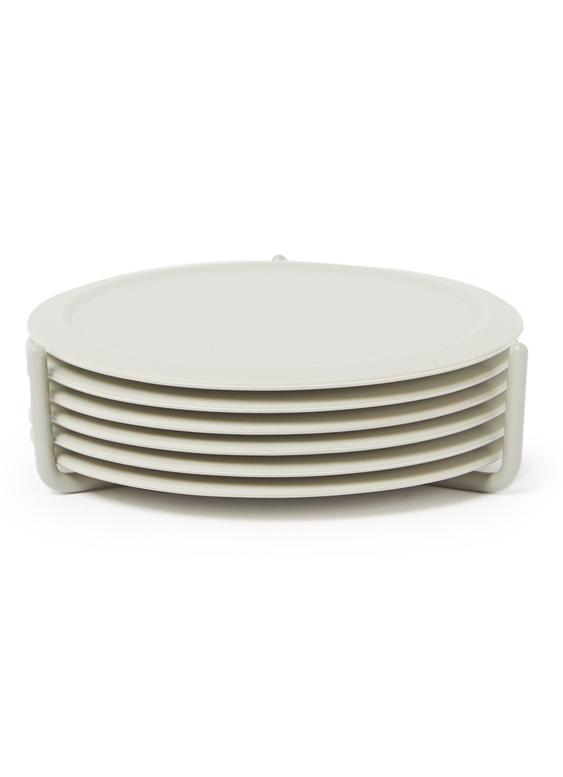 Zone Singles onderzetter set van 6 met houder - voorkant grijs