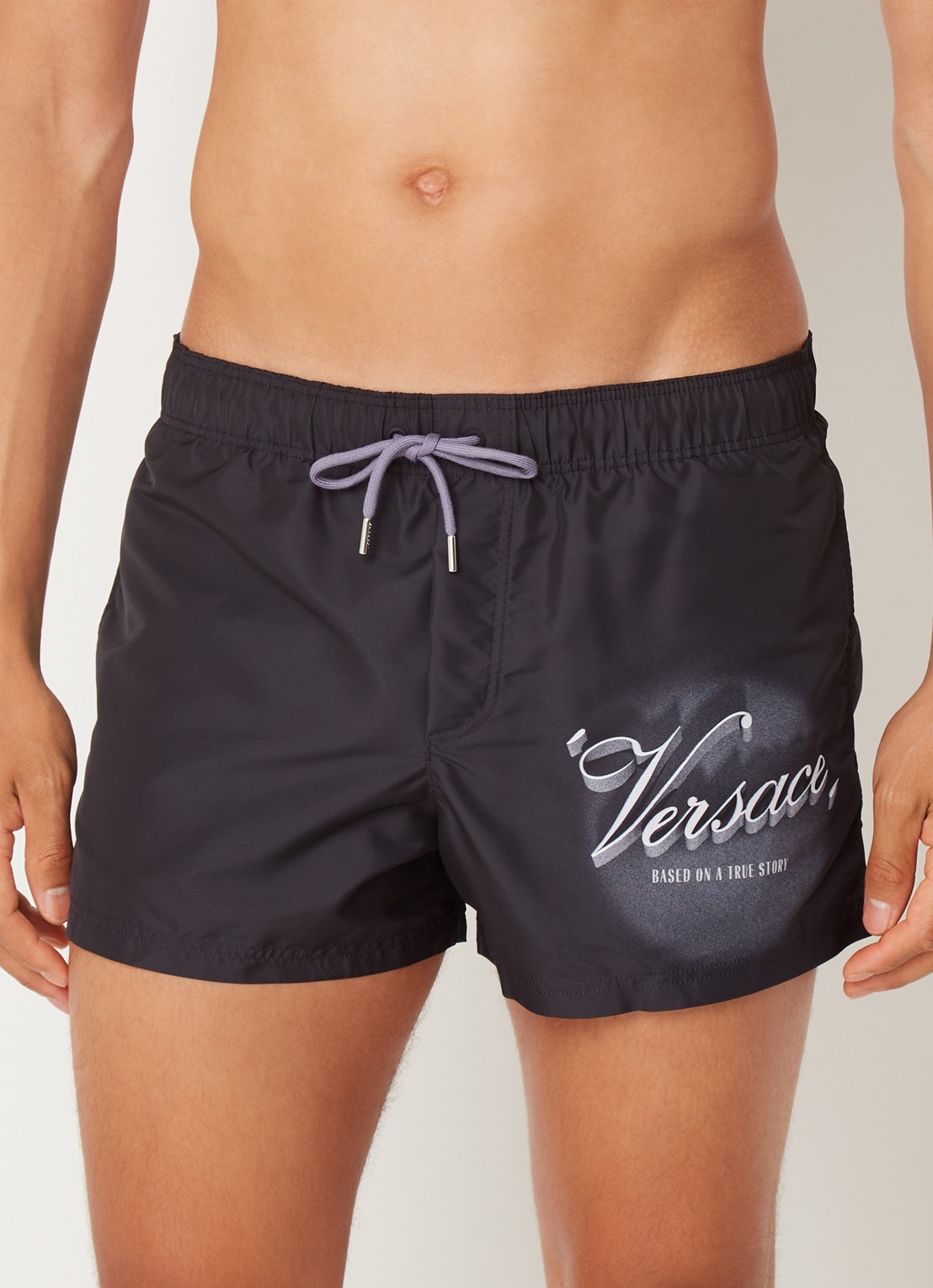 Zwemshorts met logoprint - detail 4 zwart
