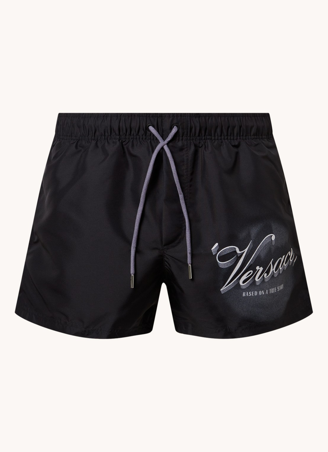 Zwemshorts met logoprint - voorkant 2 zwart