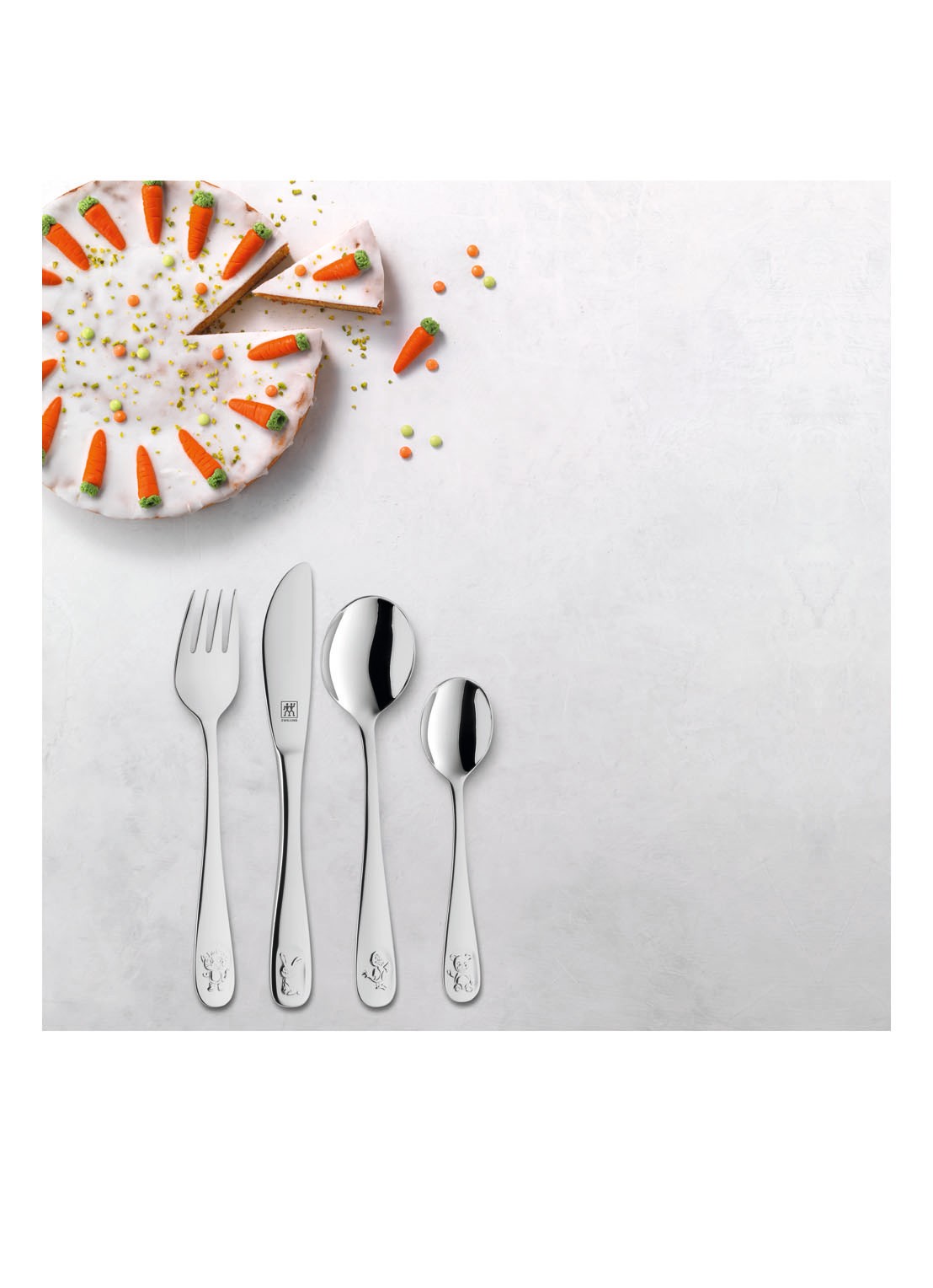 Zwilling Bino kinderbestek 4-delig - detail zilver