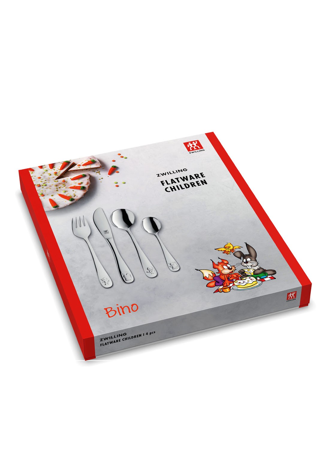 Zwilling Bino kinderbestek 4-delig - voorkant 4 zilver