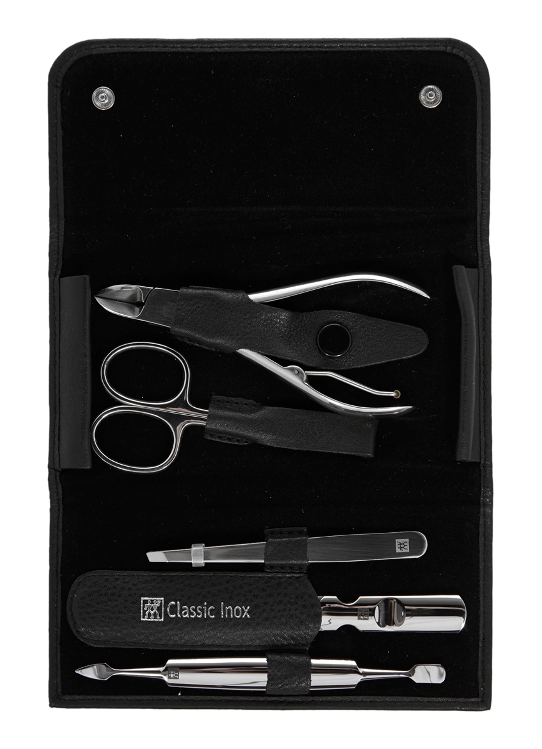 Zwilling Classic INOX manicureset in etui 5-delig - voorkant 2 zwart