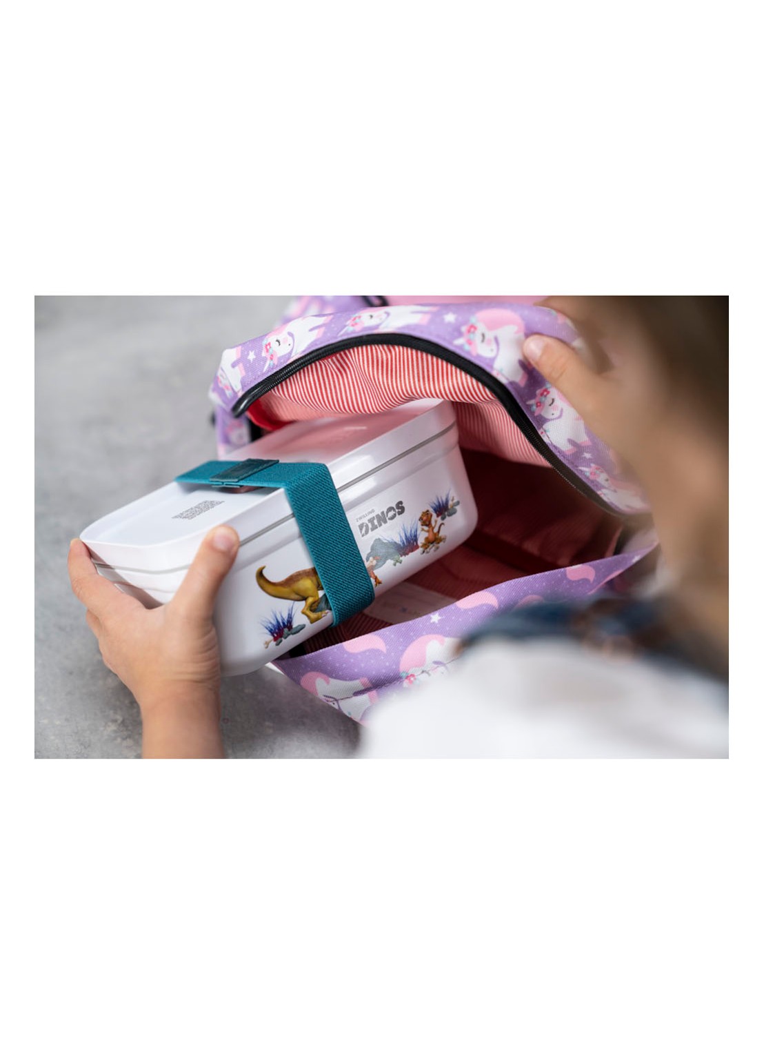 Zwilling Dino Fresh & Save Vacuüm lunchbox  - voorkant 2 gebroken wit