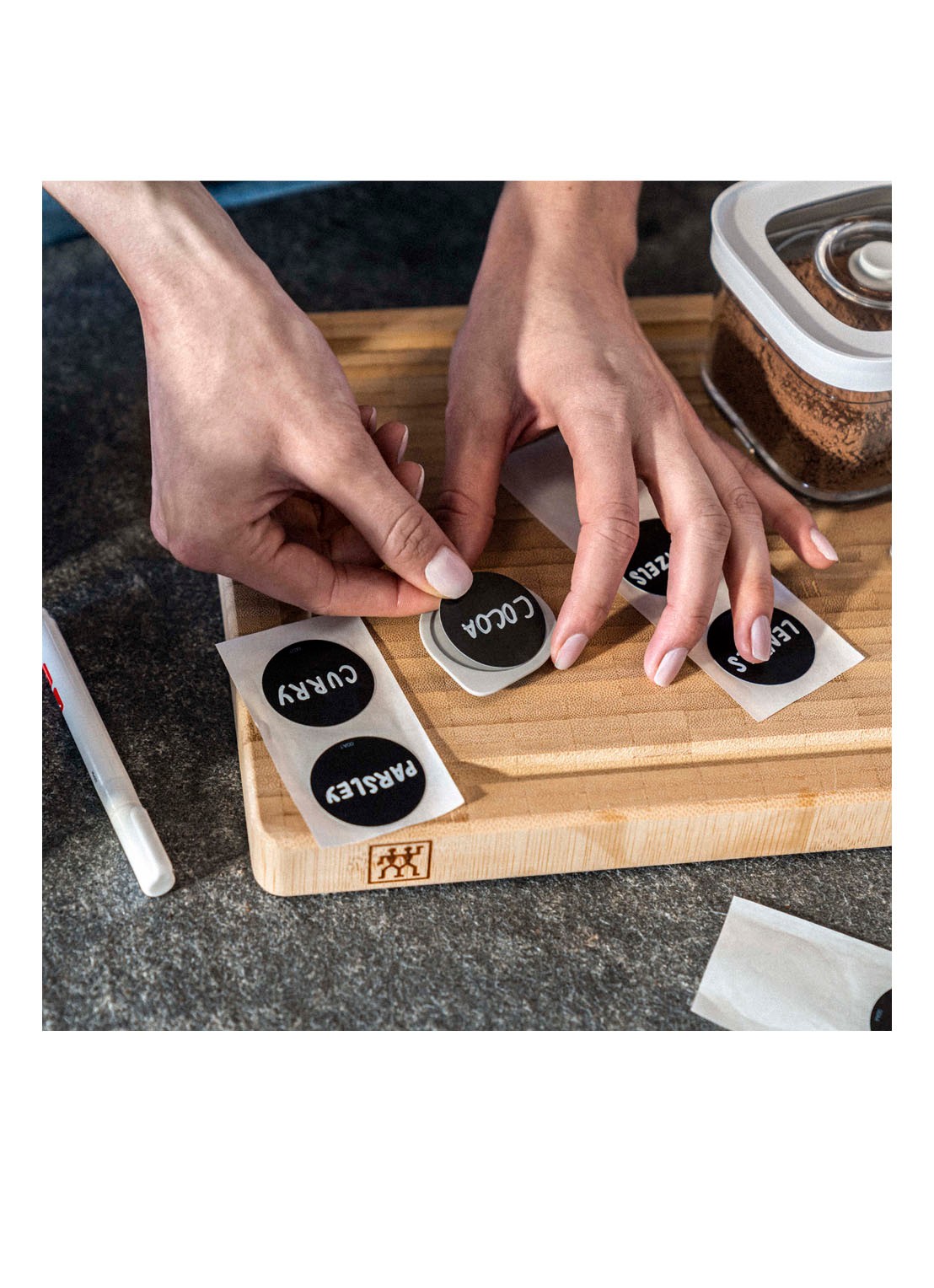 Zwilling Fresh & Save Cube labels met krijtstift set - voorkant 6 zwart