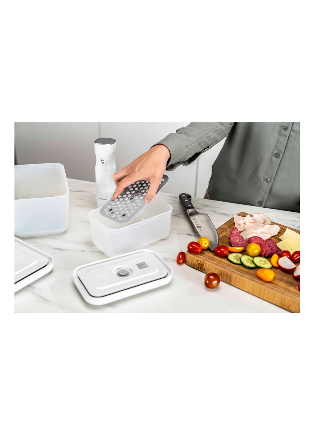 Zwilling Fresh & Save Drip tray voor plastic bewaardoos set van 2 - voorkant 2 lichtgrijs