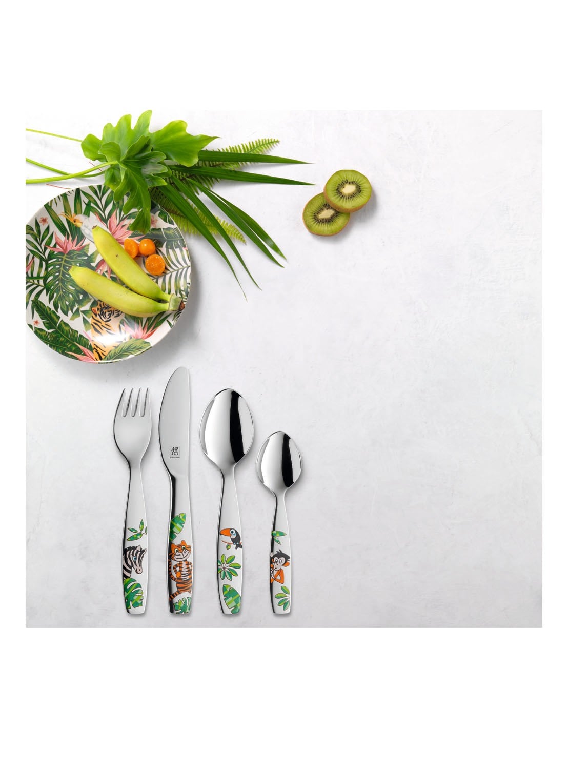 Zwilling Jungle kinderbestek 4-delig - detail zilver
