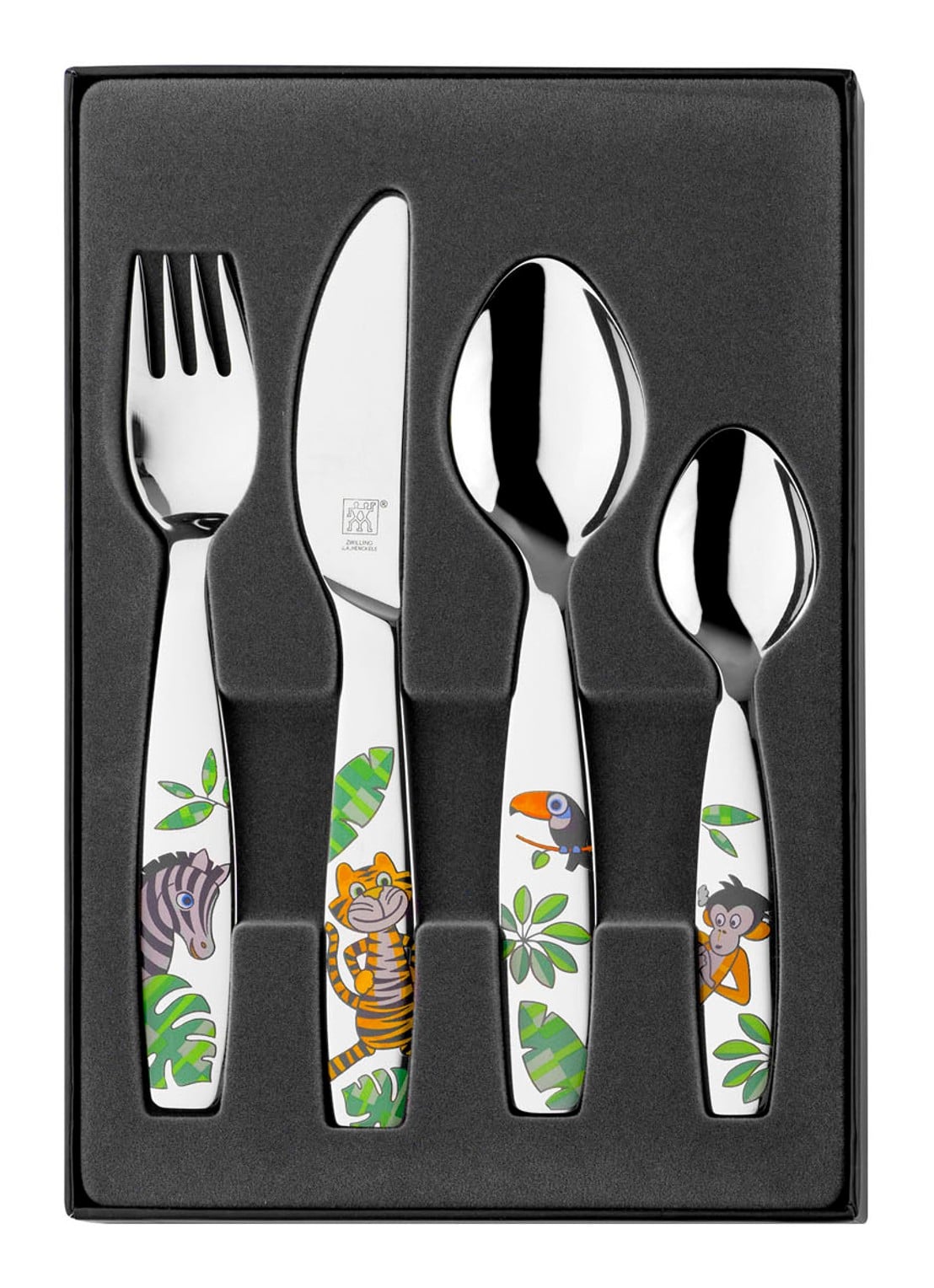 Zwilling Jungle kinderbestek 4-delig - voorkant 2 zilver