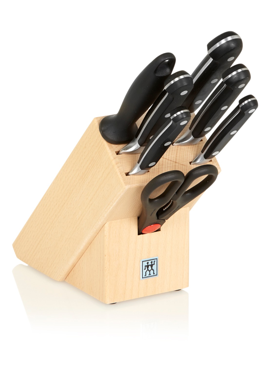Zwilling PROFESSIONAL S Messenblok van beuken, 8-delig - voorkant beige