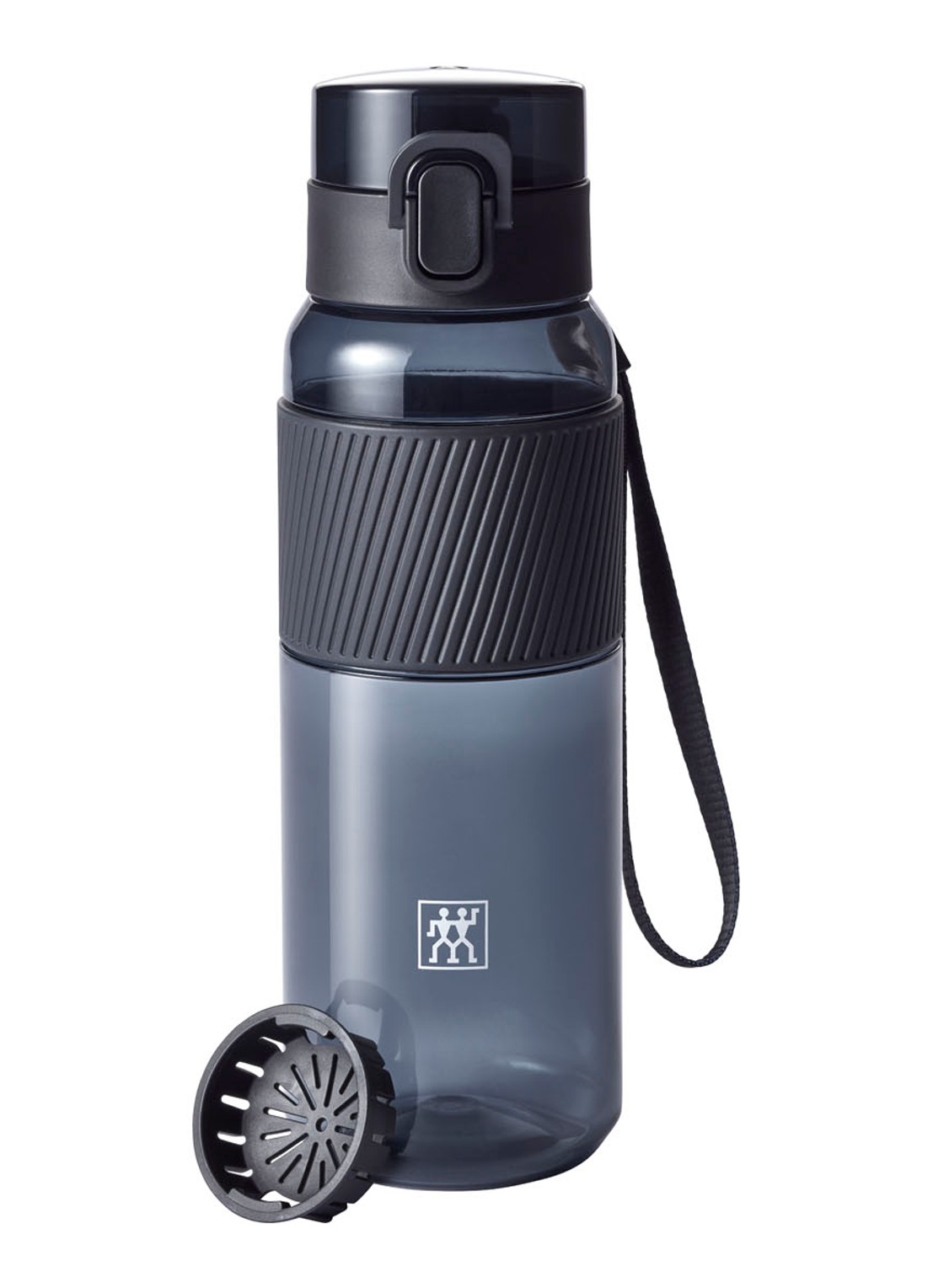 Zwilling Waterfles met verwijderbaar fruitzeefje 68 cl - voorkant zwart