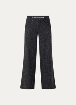 My Essential Wardrobe Dames Amber high waist flared fit broek met structuur in de kleur Zwart, maat: W28/L32