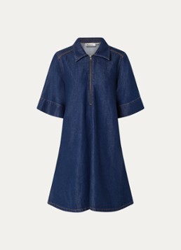 My Essential Wardrobe Dames Malo mini A-lijn denim jurk met steekzakken in de kleur Donkerblauw, maat: 34