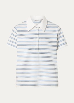 My Essential Wardrobe Dames Asla polo met streepprint in de kleur Wit, maat: S