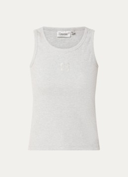My Essential Wardrobe Dames Mandy tanktop met logoborduring in de kleur Lichtgrijs, maat: L