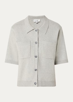 My Essential Wardrobe Dames Stino fijngebreid vest in linnenblend met gemêleerd dessin in de kleur Middengrijs, maat: M