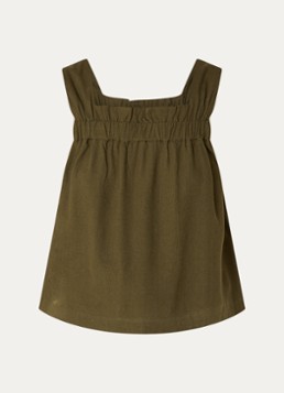 My Essential Wardrobe Dames Dias mouwloze top in linnenblend in de kleur Bronsgroen, maat: 34