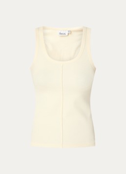 My Essential Wardrobe Dames Tanktop met ribstructuur in de kleur Lichtgeel, maat: XL