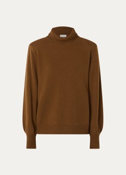 My Essential Wardrobe Dames Jola fijngebreide trui van wol met col in de kleur Beige, maat: XS