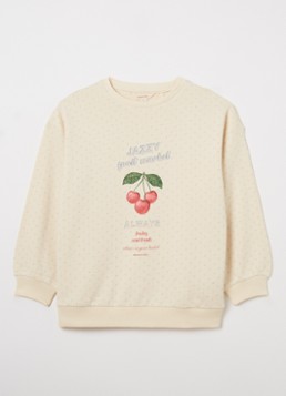 Konges Sløjd Meisjes Loupy sweater met print in de kleur Creme, maat: 6Y=116