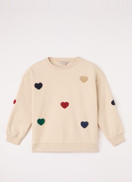 Konges Sløjd Meisjes Lou sweater met borduring in de kleur Beige, maat: 6Y=116