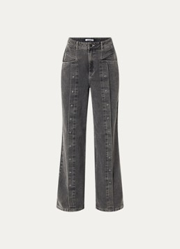 Co'Couture Dames Kellan high waist loose fit jeans met studs in de kleur Middengrijs, maat: XS