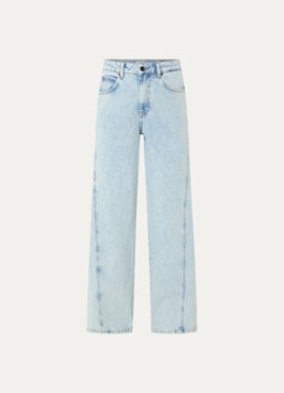 Co'Couture Dames Arona high waist wide leg jeans met lichte wassing in de kleur Indigo, maat: XS