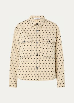 Co'Couture Dames Diddi blouse met stippenprint en borstzakken in de kleur Beige, maat: S