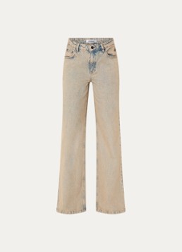 Co'Couture Dames Maura high waist straight leg jeans met verwassen afwerking in de kleur Zand, maat: M