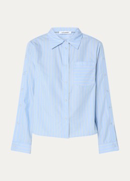 Co'Couture Dames Simo blouse met streepprint in de kleur Blauwgrijs, maat: XS