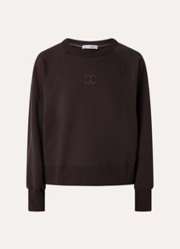 Co'Couture Dames Eris sweater met logoborduring in de kleur Donkerbruin, maat: L