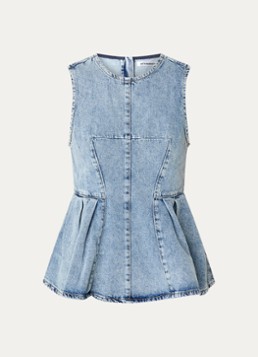 Co'Couture Dames Pancycc top van denim met peplum in de kleur Indigo, maat: M
