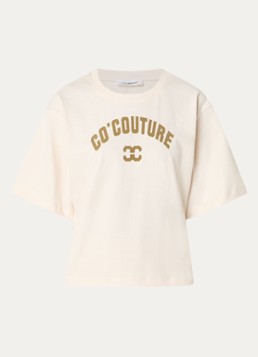Co'Couture Dames ZengaCC T-shirt met logoprint in de kleur Gebroken wit, maat: XL